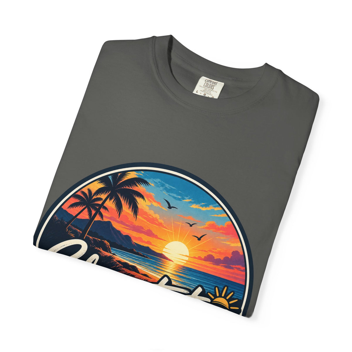 Glowstates Sunset Beach T-Shirt — Retro Palm Tree Surf Tee