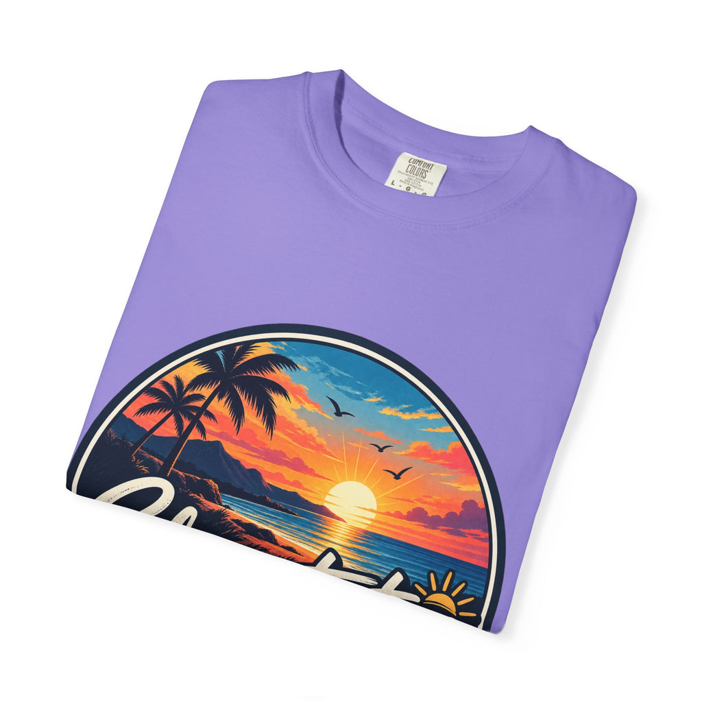 Glowstates Sunset Beach T-Shirt — Retro Palm Tree Surf Tee