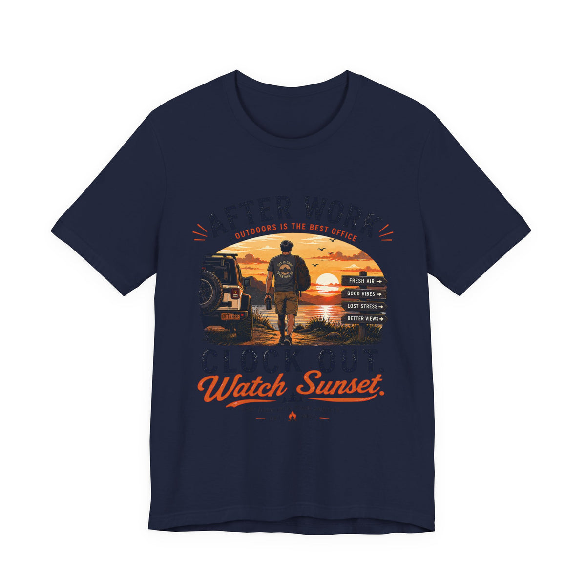 After Work Clock Out Watch Sunset T-Shirt — Sunset Fishing Vibes Tee