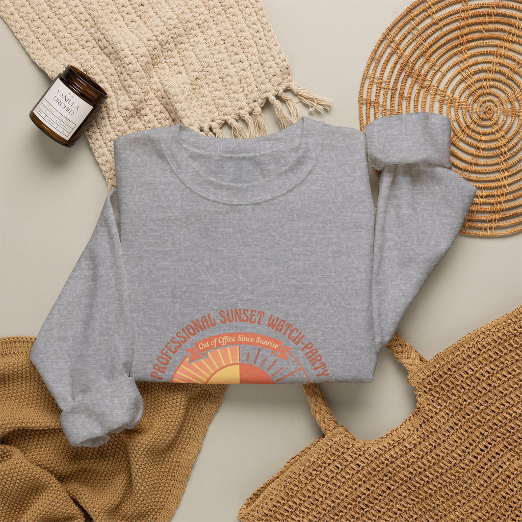 Crewneck Sweatshirt — Retro Sunset Sloth Graphic (Seasonal Chill Vibes)