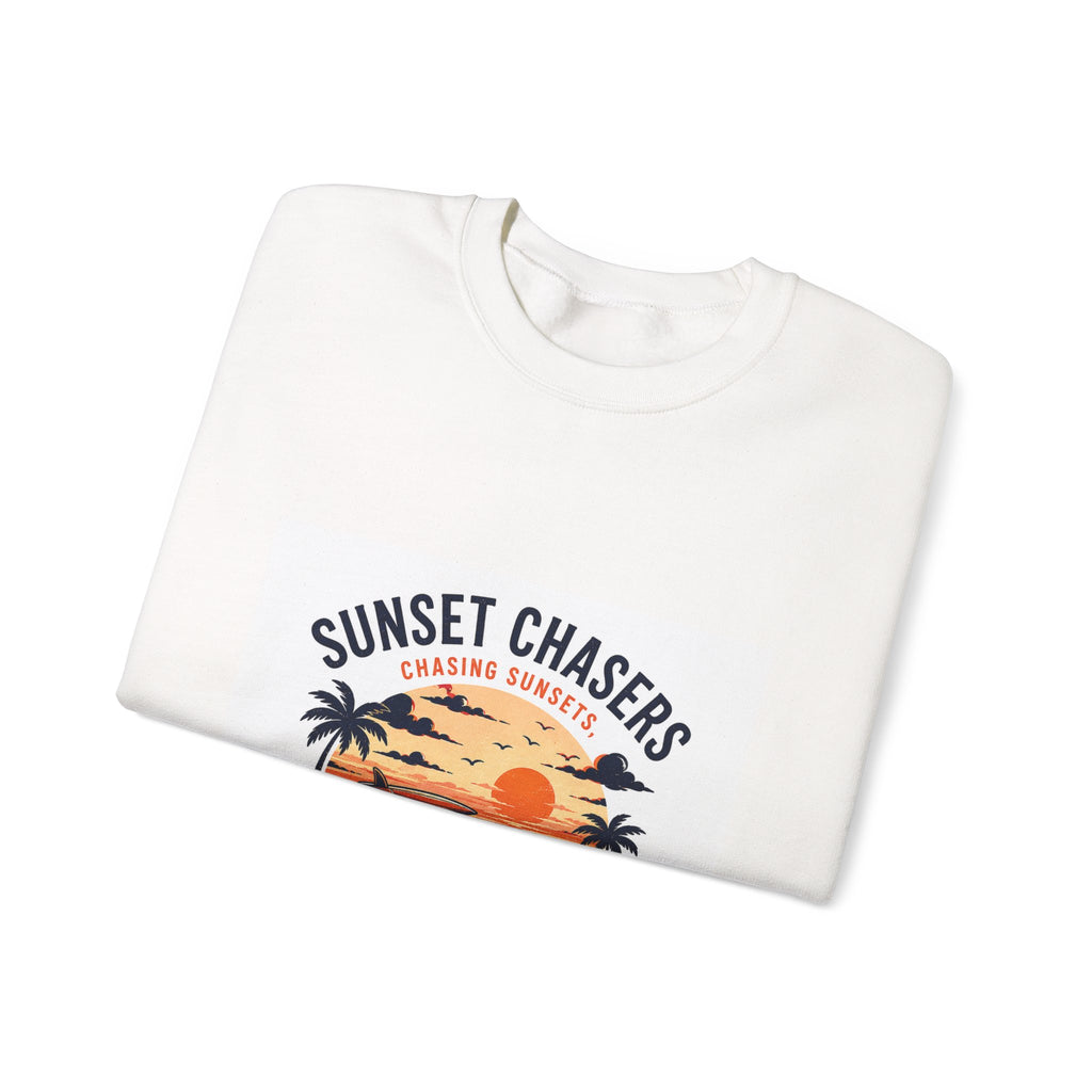 Sunset Chasers Crewneck Sweatshirt – "Avoiding Responsibilities" Retro Camper Design