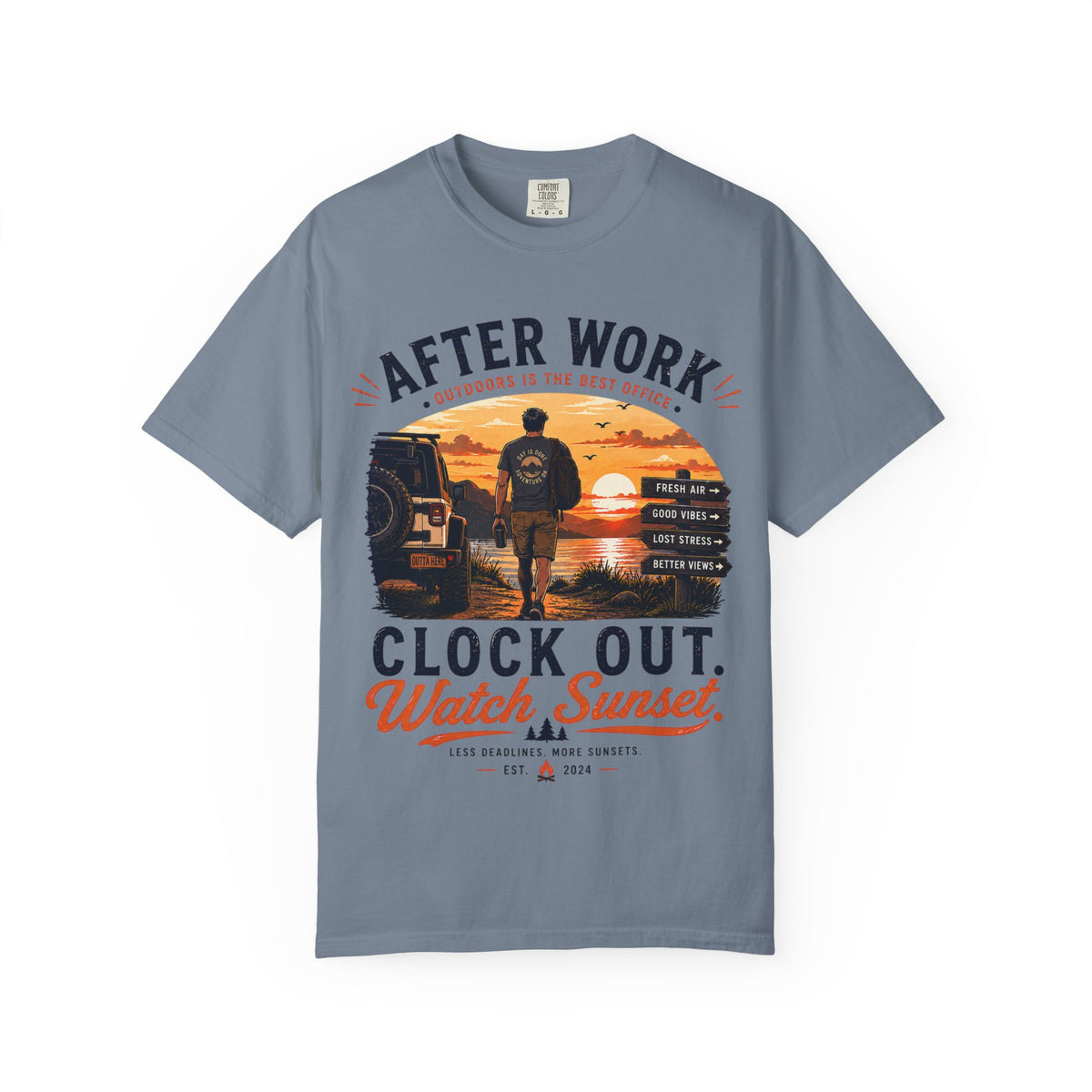 After Work Clock Out Watch Sunset T-Shirt