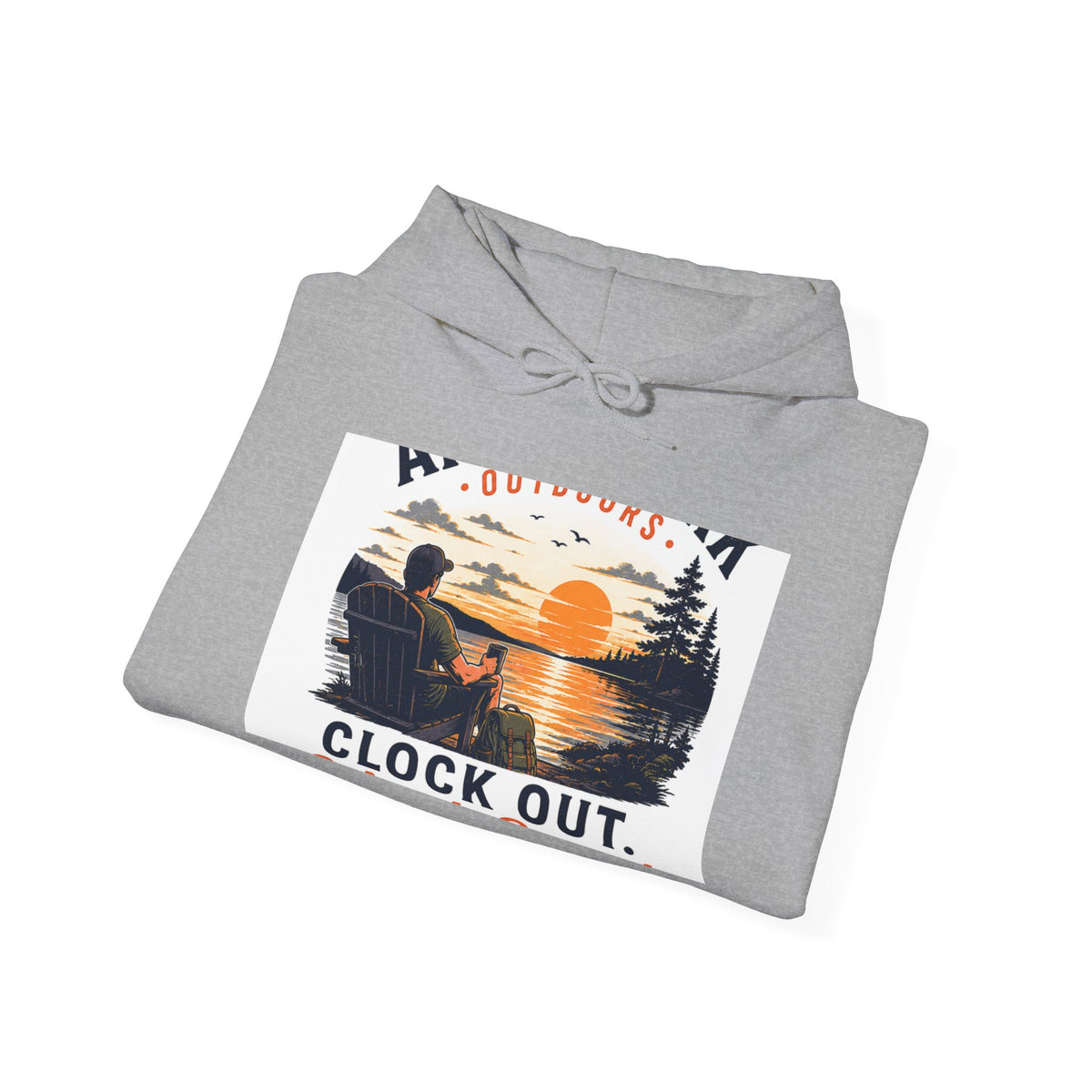 Clock Out Hoodie — Fishing Sunset Outdoor Graphic Hooded Sweatshirt