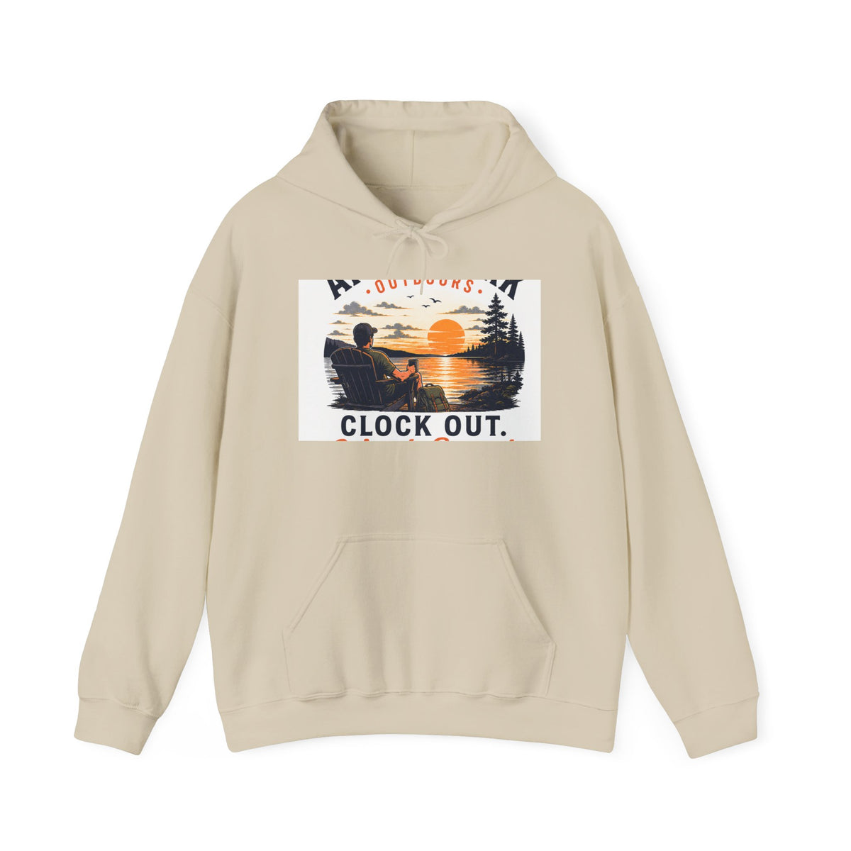 Clock Out Hoodie — Fishing Sunset Outdoor Graphic Hooded Sweatshirt