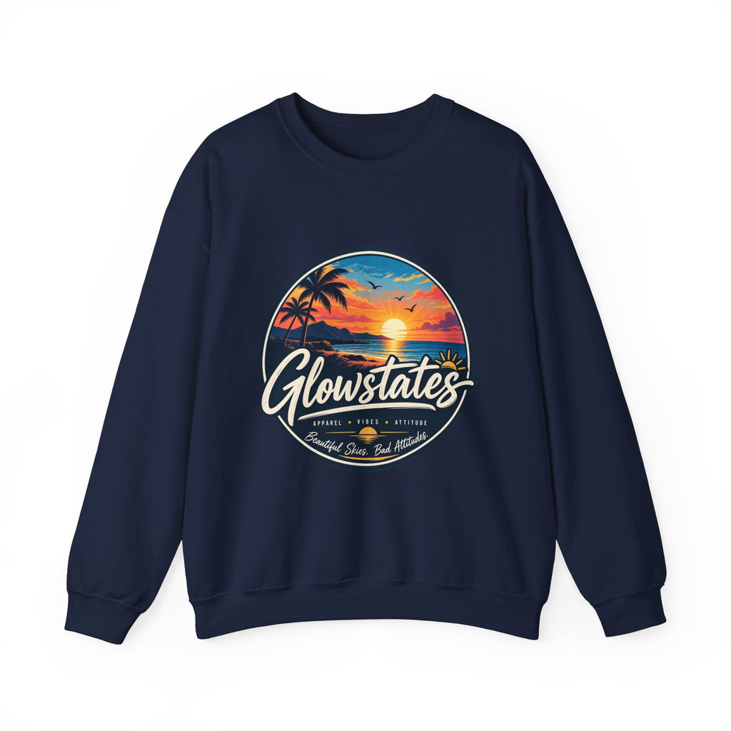 Glowstates Sunset Crewneck Sweatshirt — Tropical Palm Beach Vintage Graphic