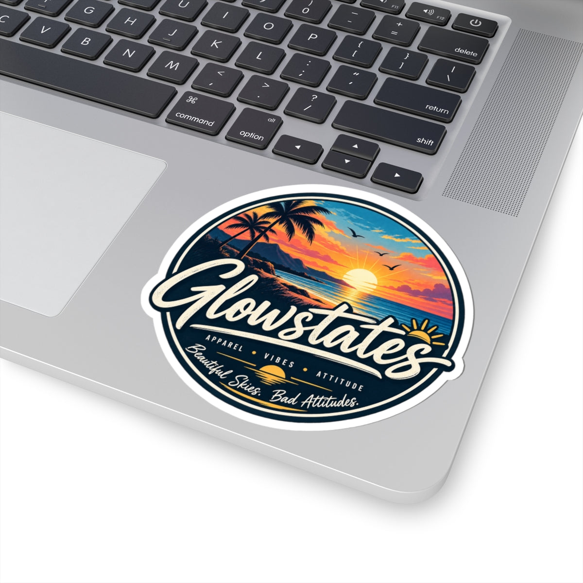 Glowstates Sunset Beach Sticker — Tropical Laptop Vinyl Kiss-Cut