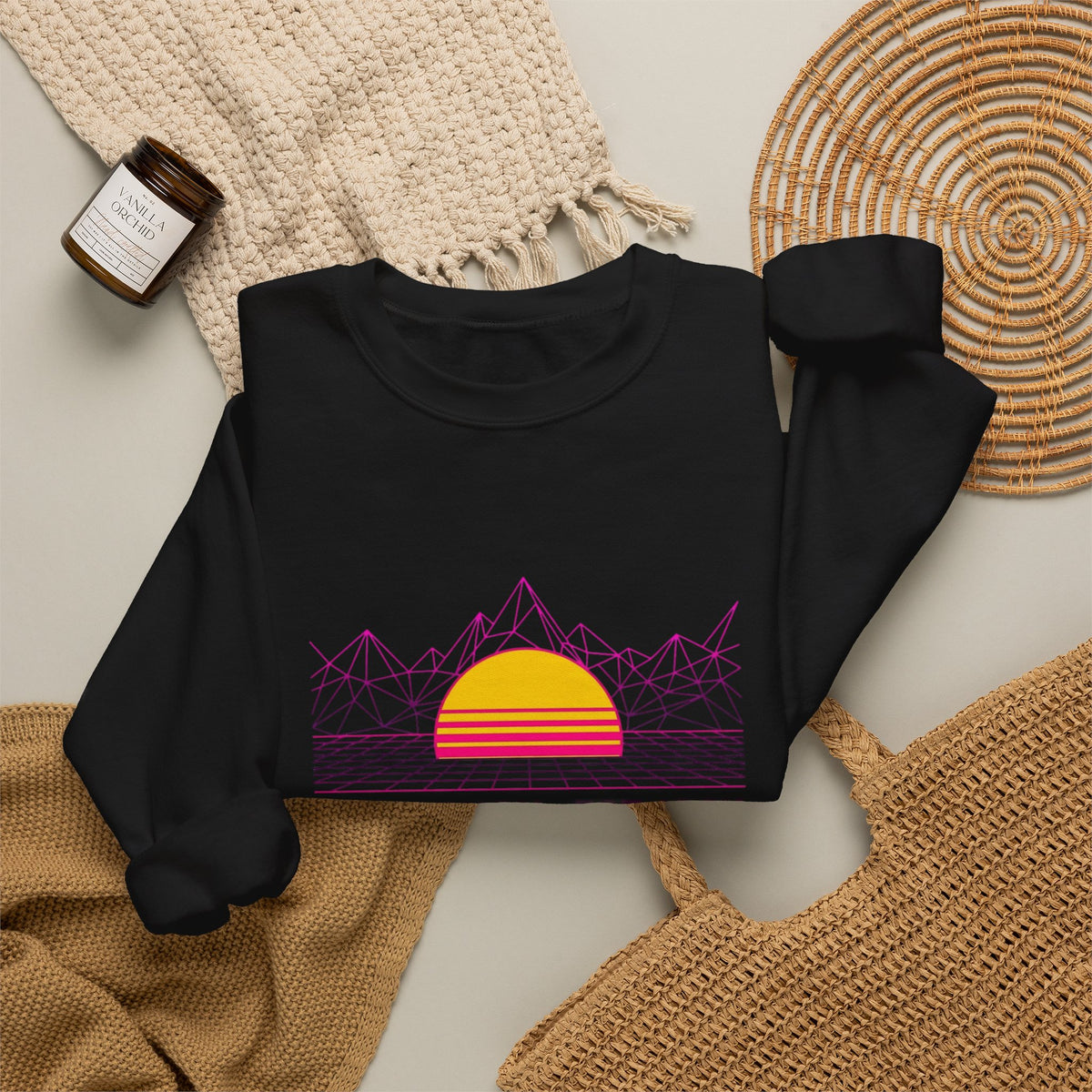 Neon Dusk Crewneck Sweatshirt – Retro Sunset Aesthetic