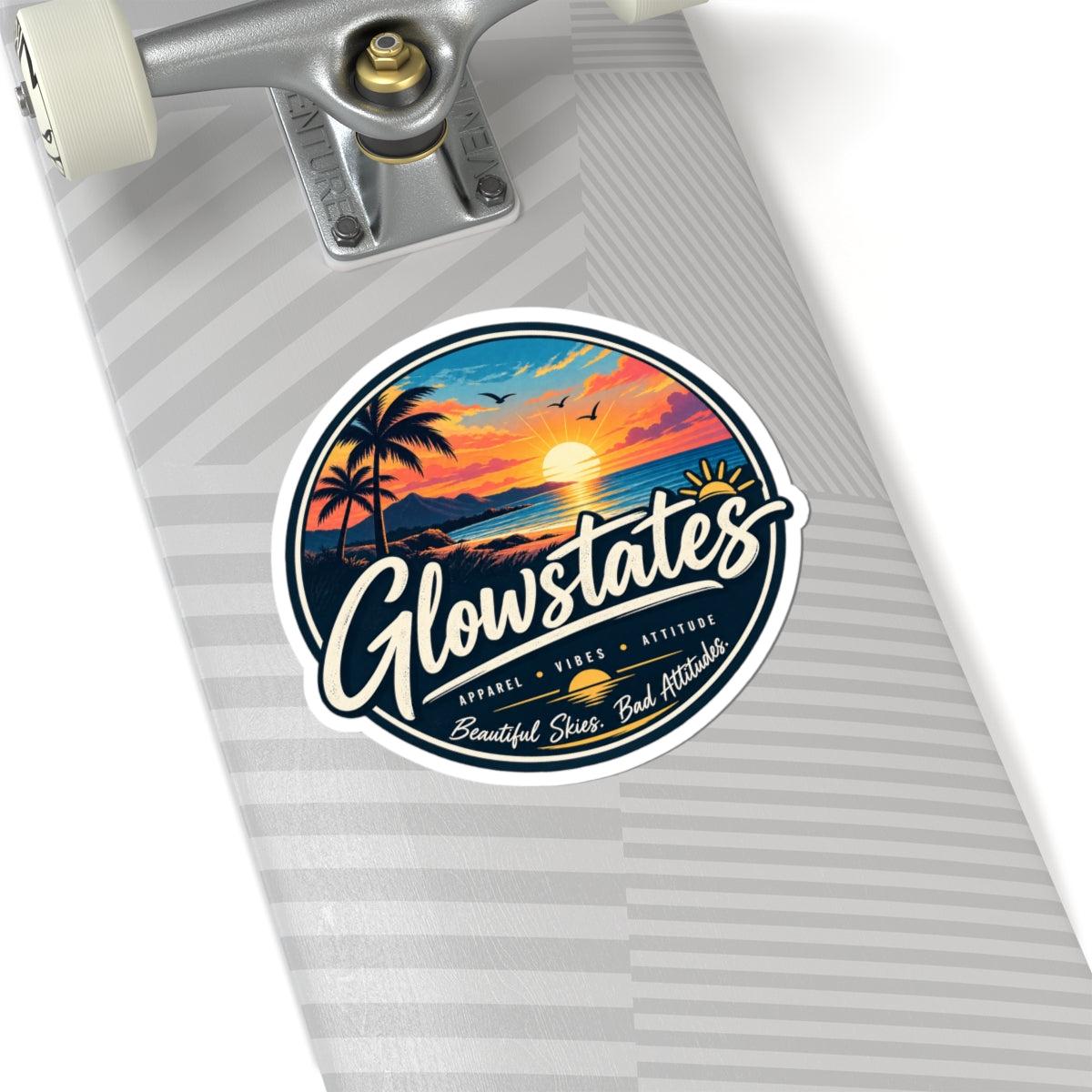 Glowstates Sunset Beach Sticker — Tropical Laptop Vinyl Kiss-Cut