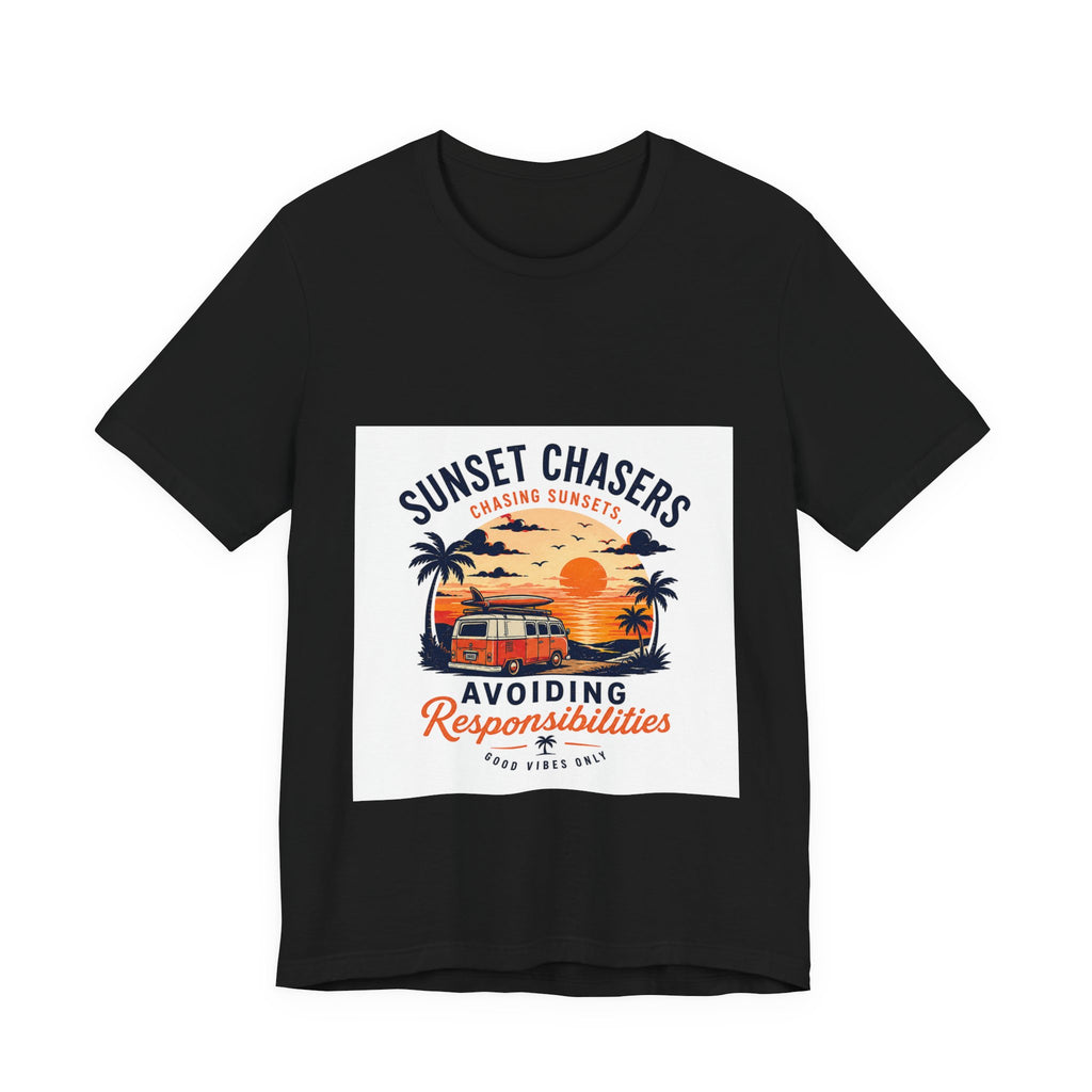 Sunset Chasers Tee — "Avoiding Responsibilities" Retro Camper Beach T‑Shirt