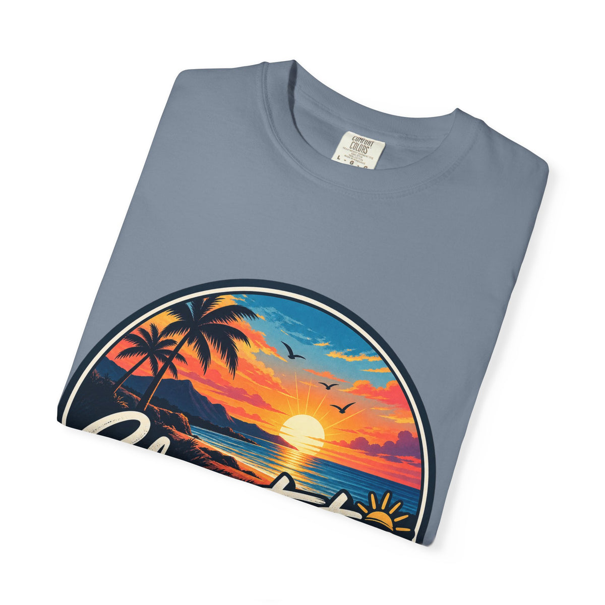 Glowstates Sunset Beach T-Shirt — Retro Palm Tree Surf Tee