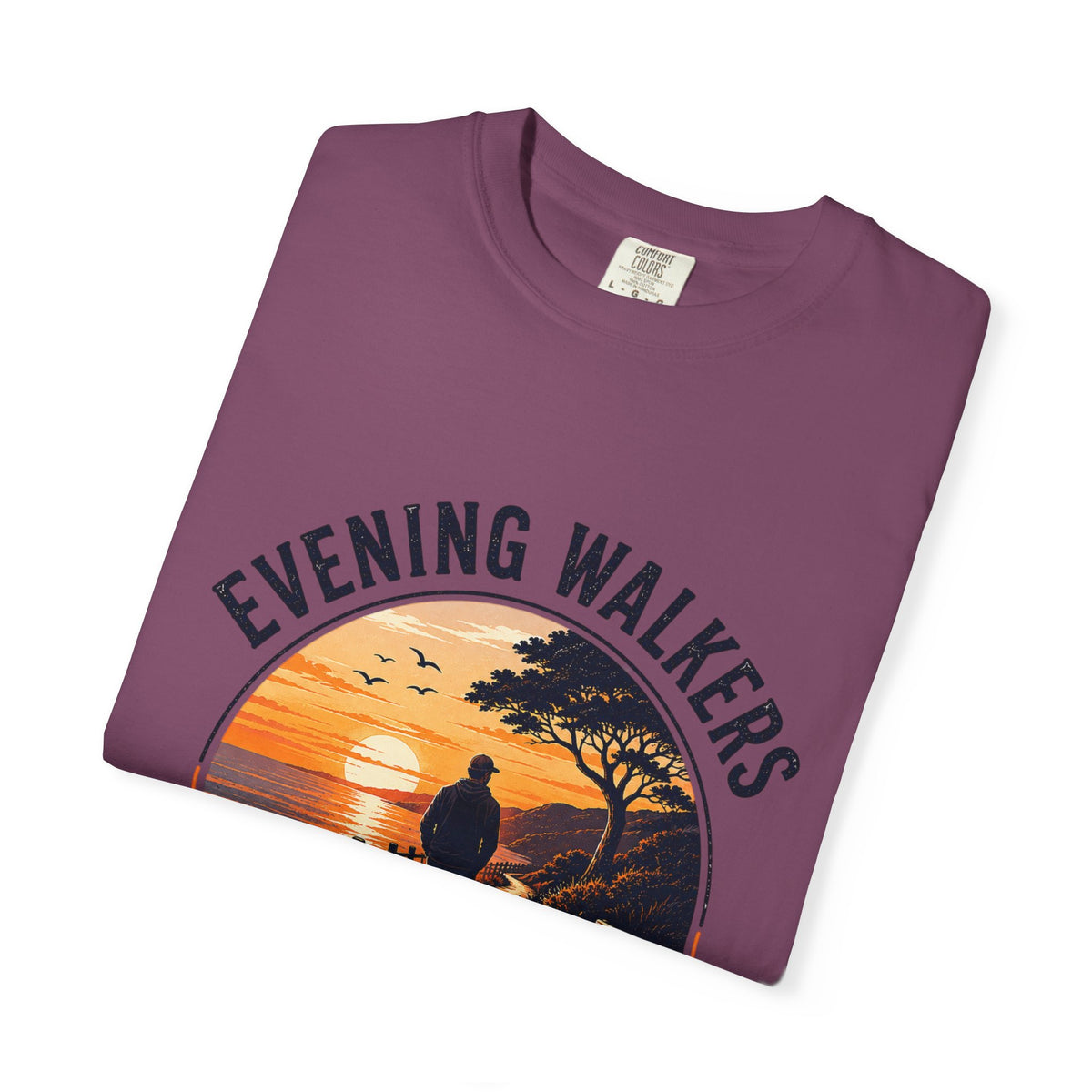Sunset Walk T-Shirt — "Evening Walkers: Just One More Sunset Walk" Graphic Tee