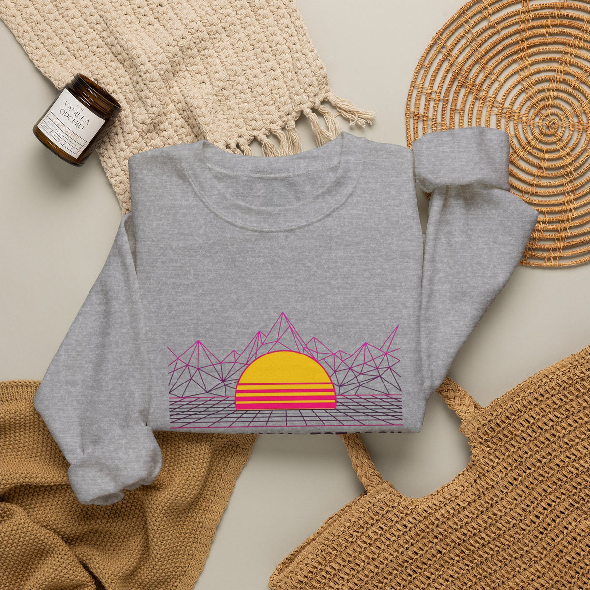 Neon Dusk Crewneck Sweatshirt – Retro Sunset Aesthetic