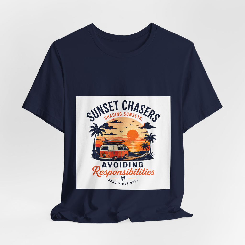 Sunset Chasers Tee — "Avoiding Responsibilities" Retro Camper Beach T‑Shirt