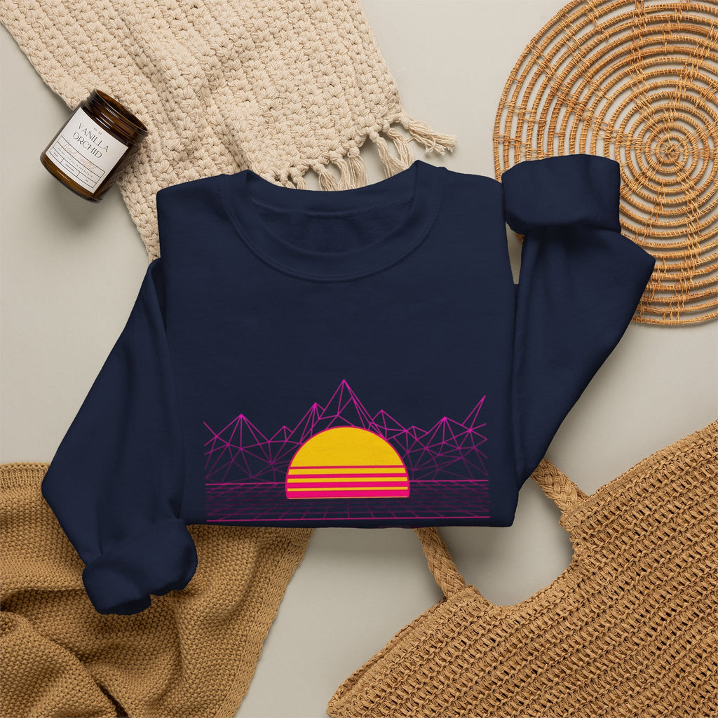 Neon Dusk Crewneck Sweatshirt – Retro Sunset Aesthetic