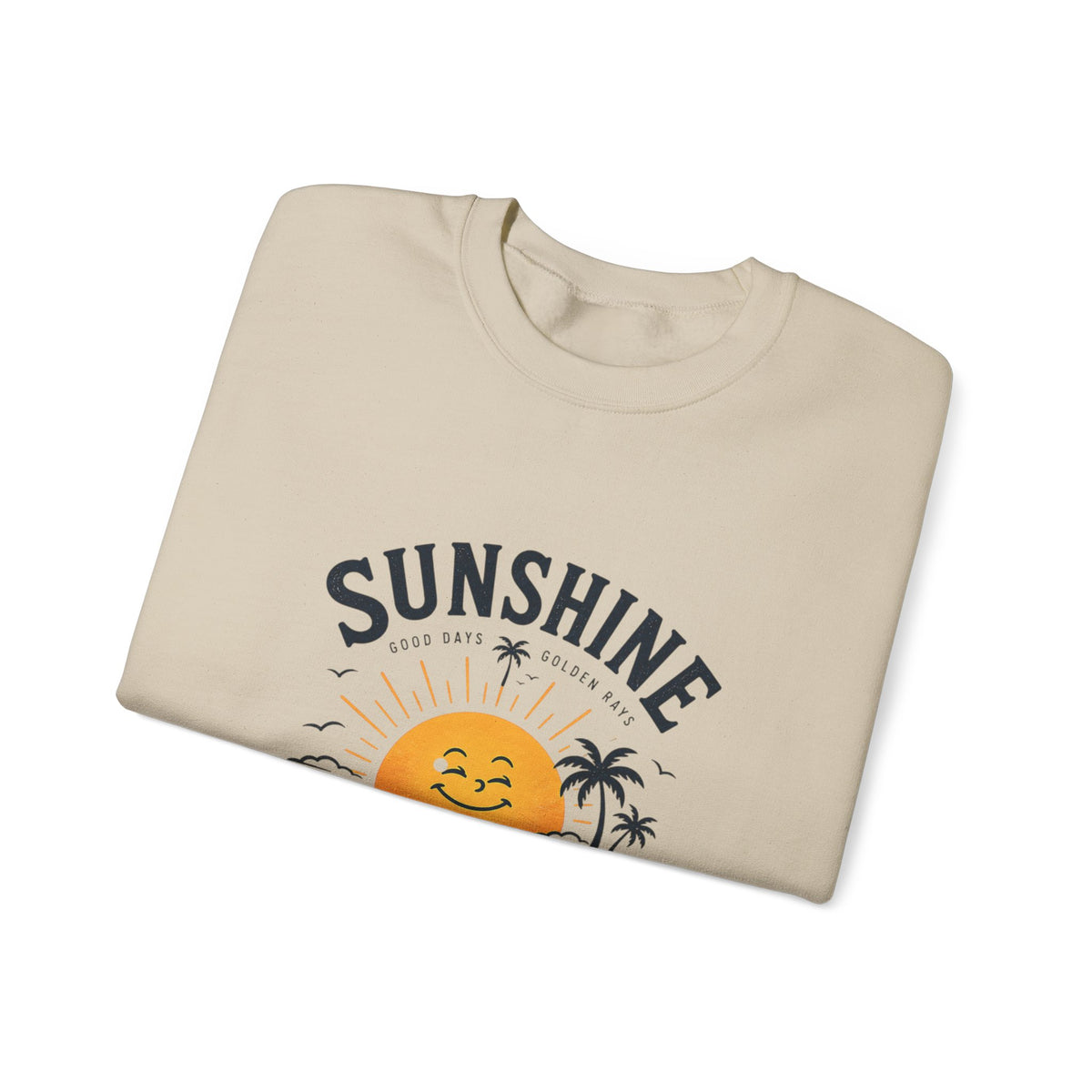 Sunshine Evening Crewneck Sweatshirt — Retro Sunset Palm Graphic