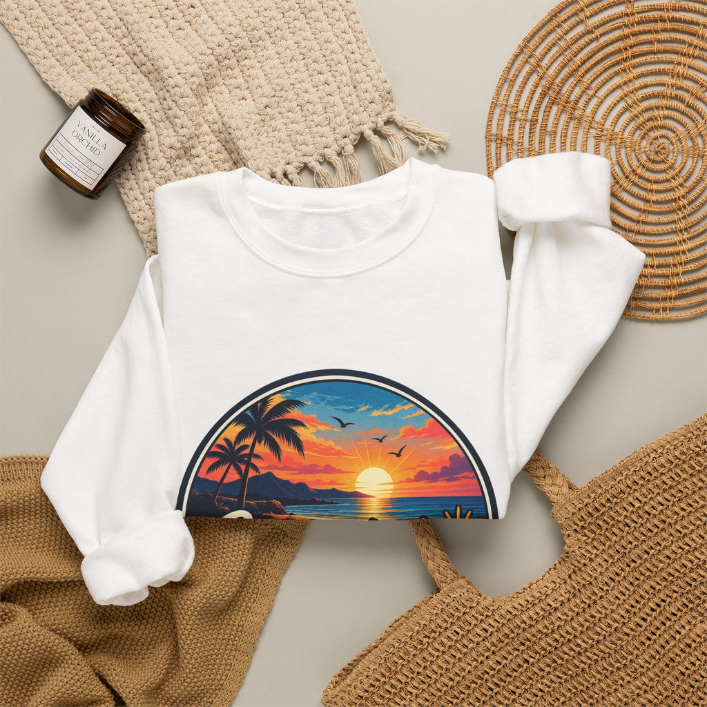 Glowstates Sunset Crewneck Sweatshirt — Tropical Palm Beach Vintage Graphic
