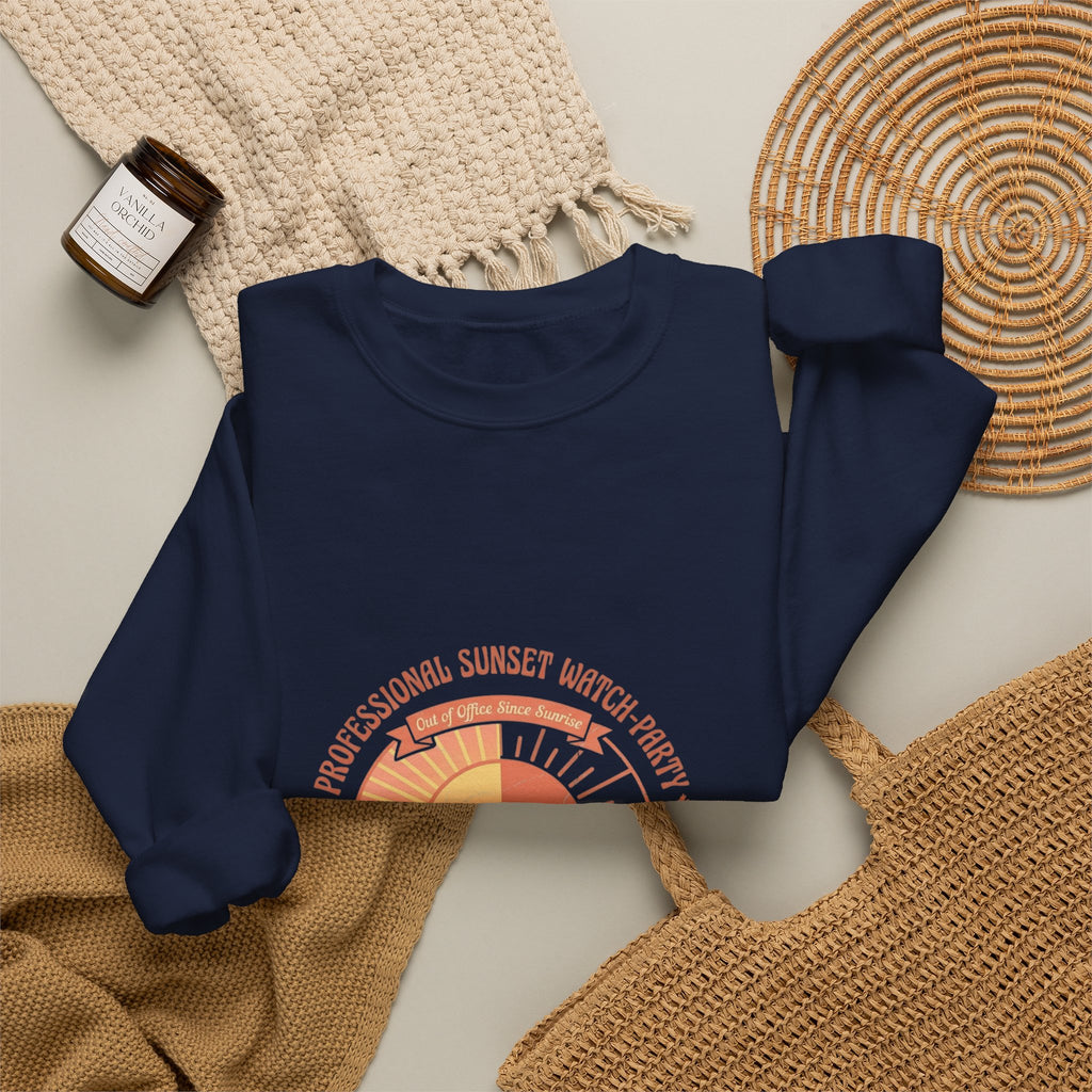Crewneck Sweatshirt — Retro Sunset Sloth Graphic (Seasonal Chill Vibes)