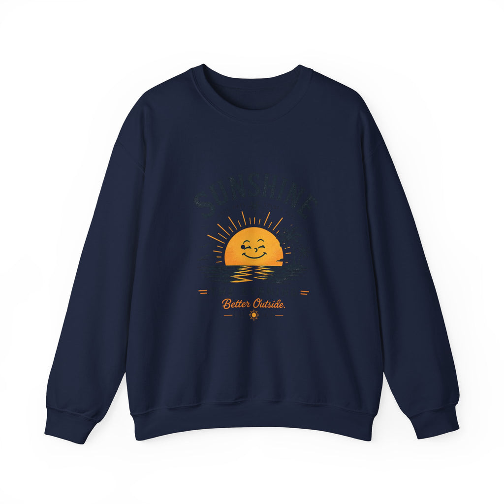 Sunshine Evening Crewneck Sweatshirt — Retro Sunset Palm Graphic