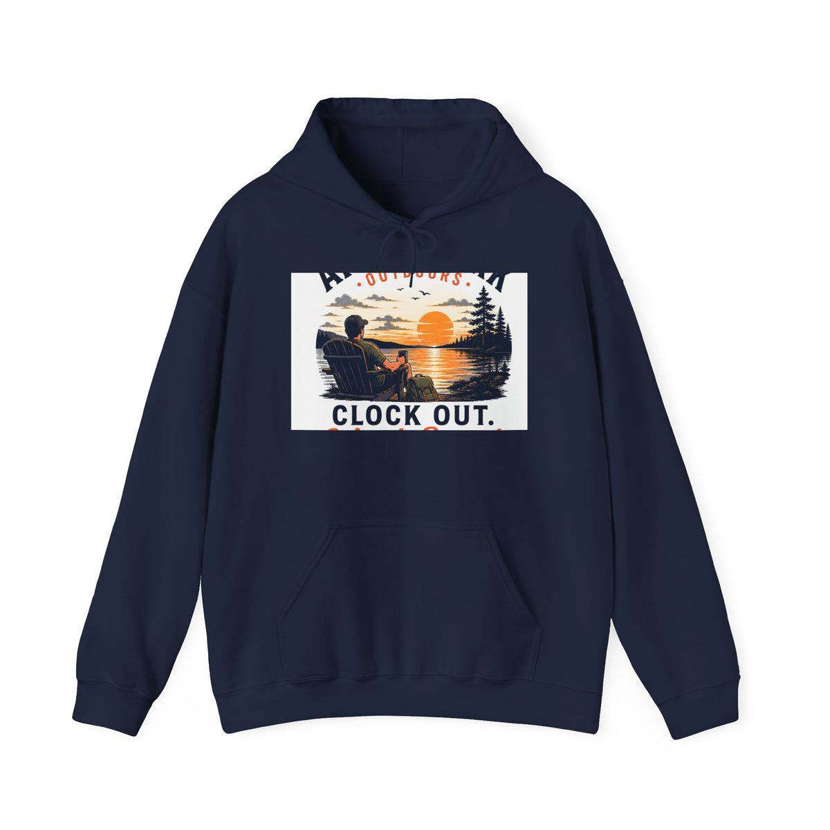 Clock Out Hoodie — Fishing Sunset Outdoor Graphic Hooded Sweatshirt