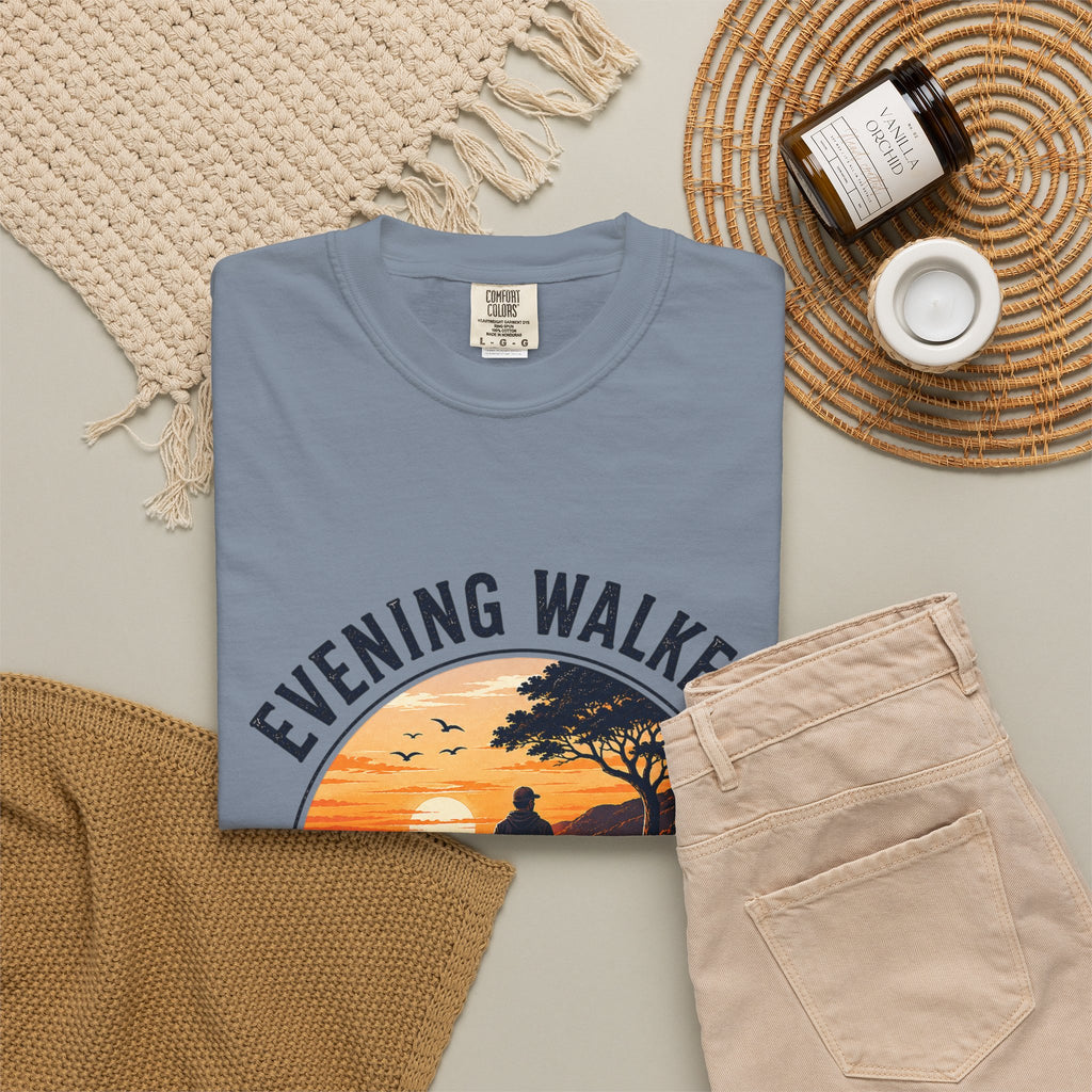 Sunset Walk T-Shirt — "Evening Walkers: Just One More Sunset Walk" Graphic Tee