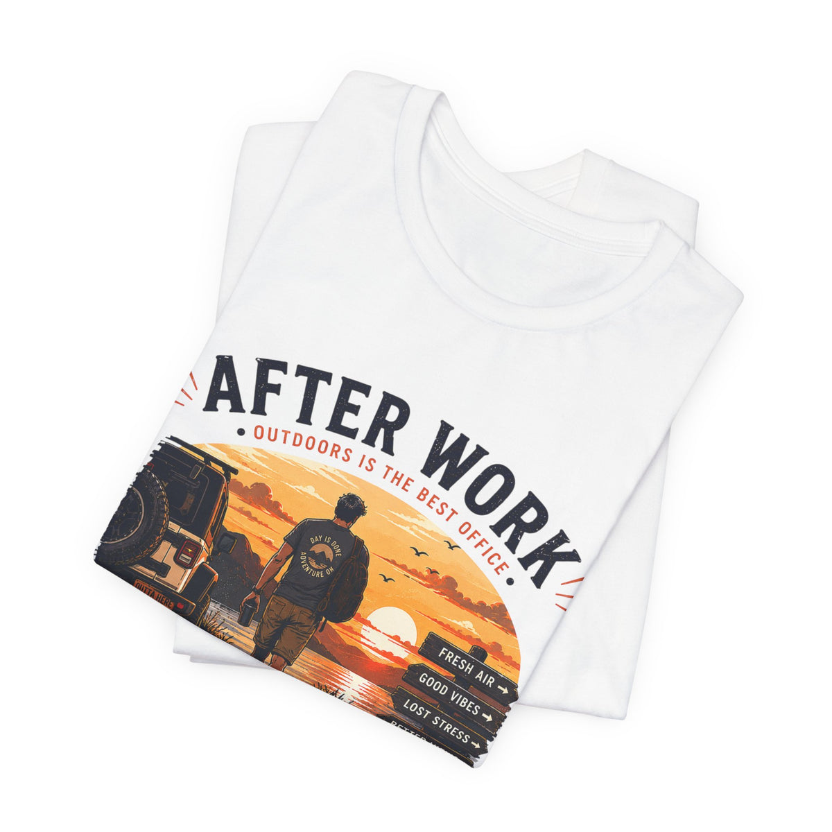 After Work Clock Out Watch Sunset T-Shirt — Sunset Fishing Vibes Tee