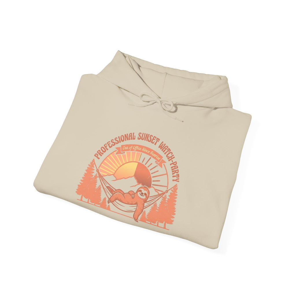 Hiking Sunrise Hoodie — Retro Mountain Adventure Sweatshirt