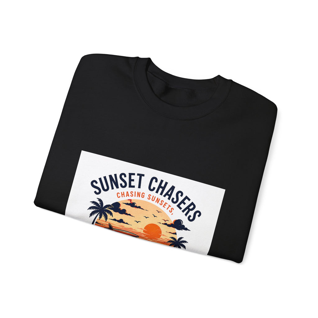 Sunset Chasers Crewneck Sweatshirt – "Avoiding Responsibilities" Retro Camper Design