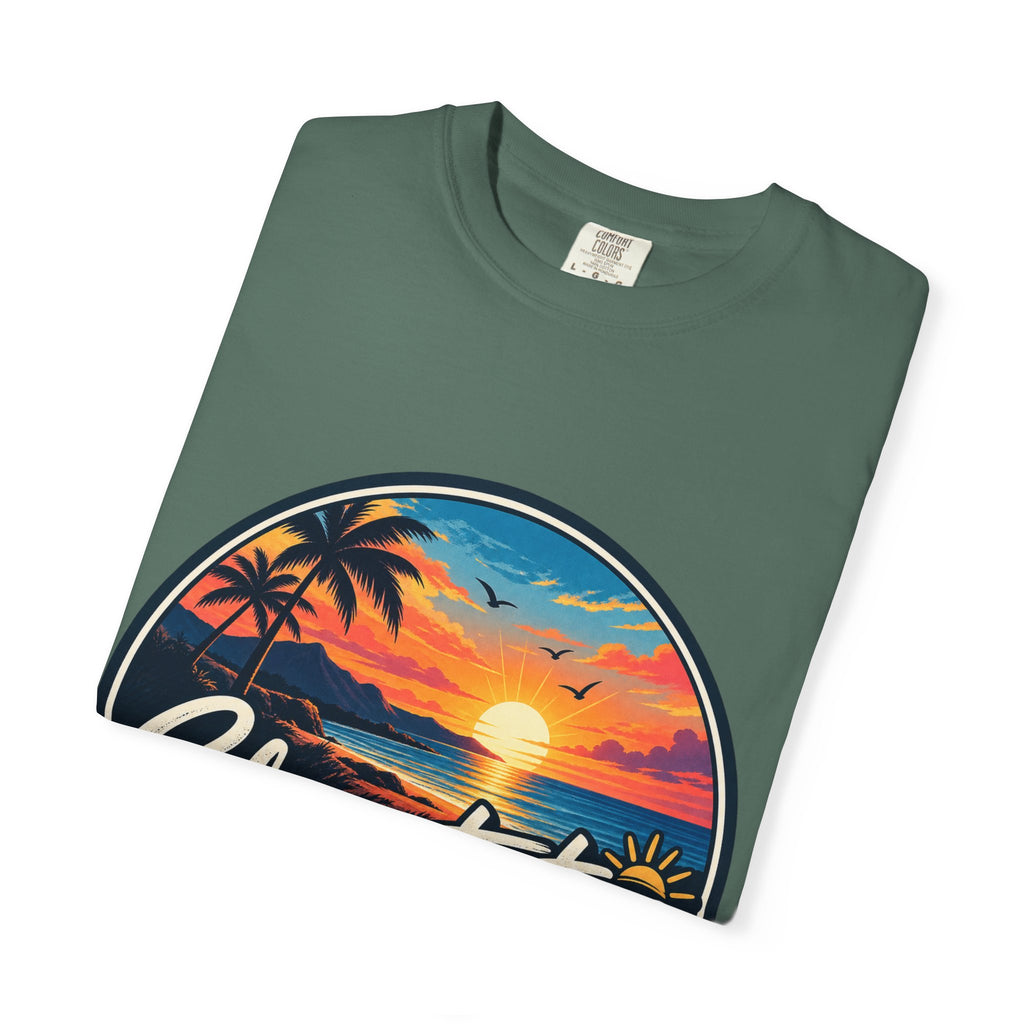 Glowstates Sunset Beach T-Shirt — Retro Palm Tree Surf Tee