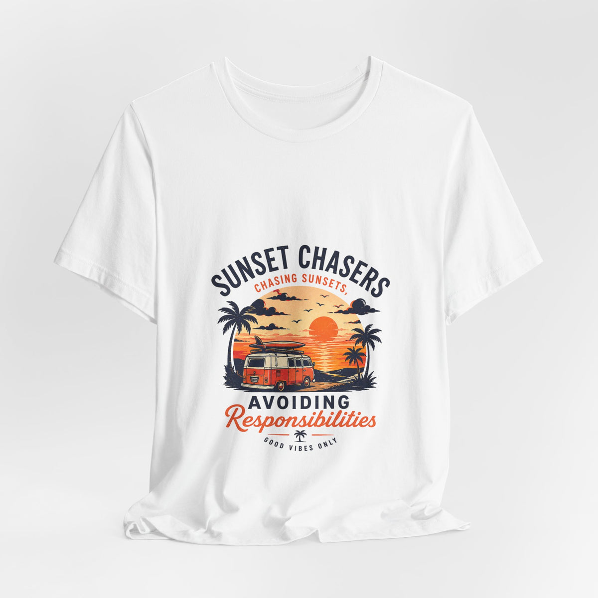 Sunset Chasers Tee — "Avoiding Responsibilities" Retro Camper Beach T‑Shirt