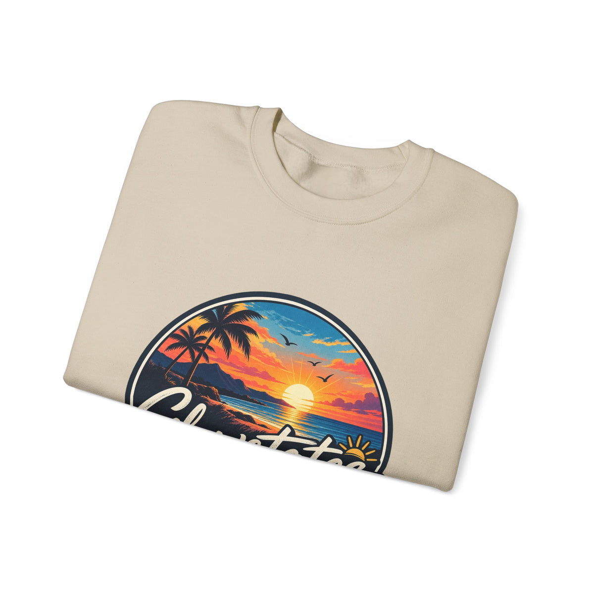 Glowstates Sunset Crewneck Sweatshirt — Tropical Palm Beach Vintage Graphic