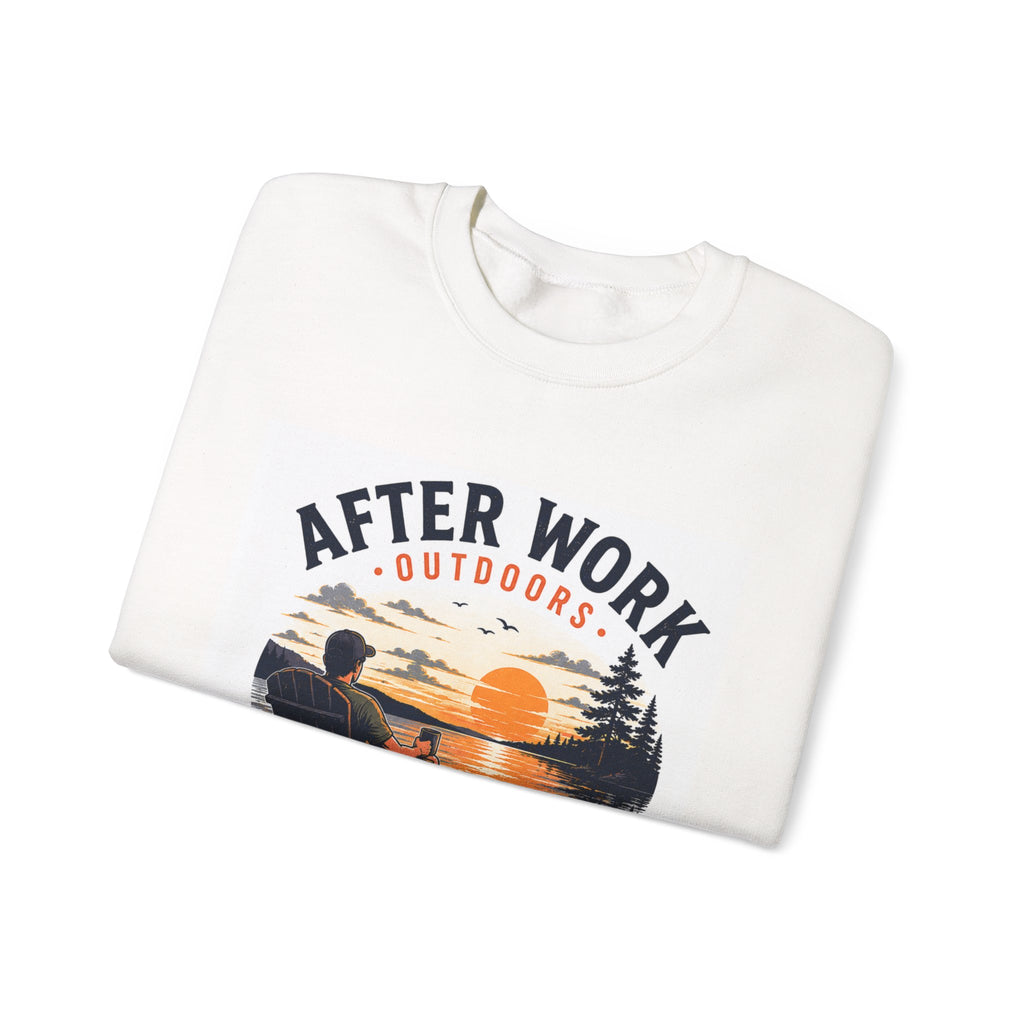 Crewneck Sweatshirt — "After Work Outdoors: Clock Out Watch Sunset" Graphic