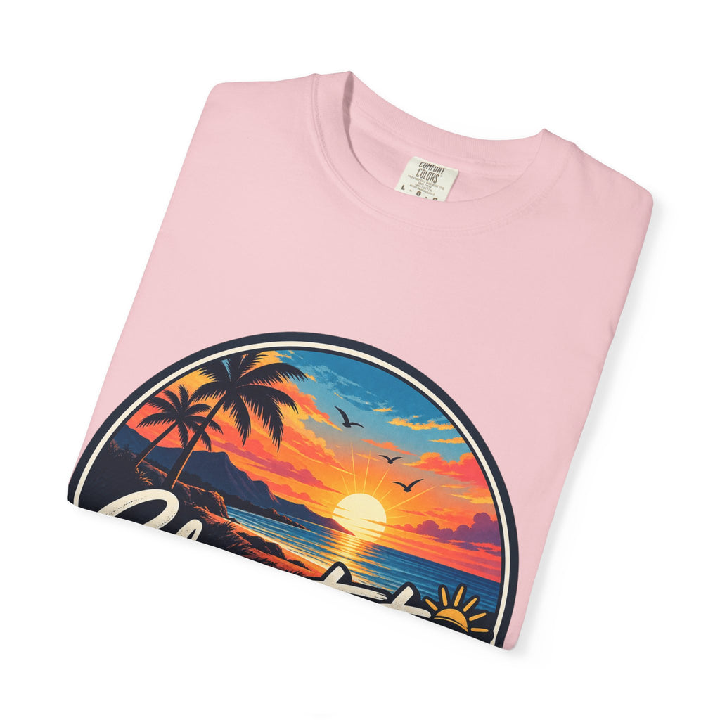 Glowstates Sunset Beach T-Shirt — Retro Palm Tree Surf Tee