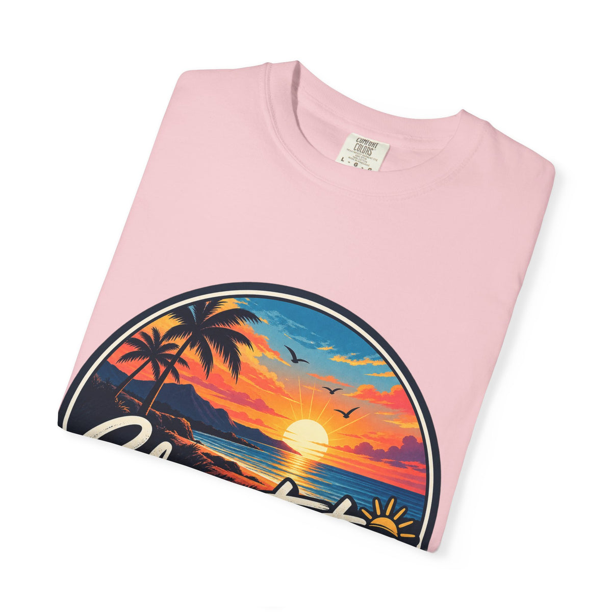 Glowstates Sunset Beach T-Shirt — Retro Palm Tree Surf Tee
