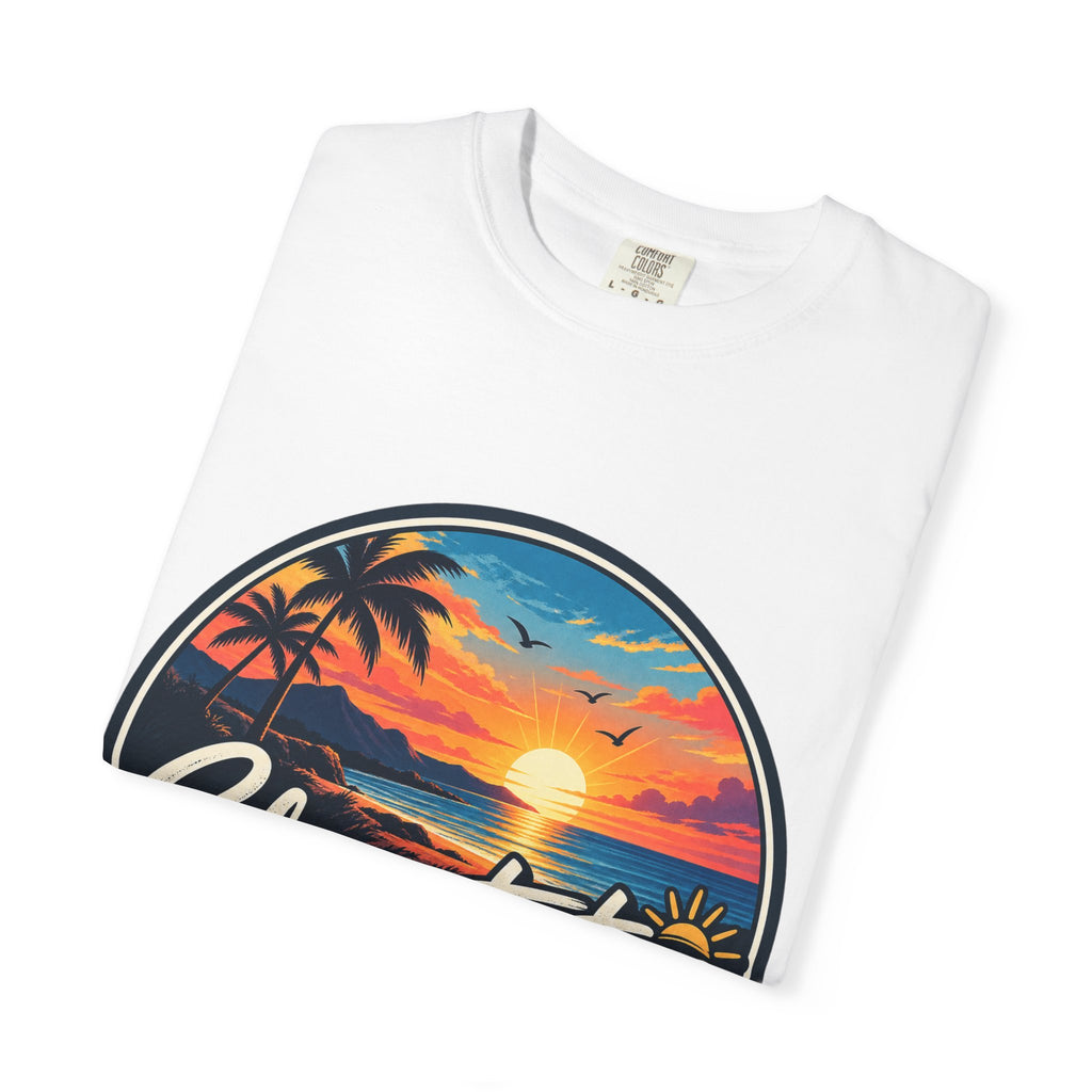 Glowstates Sunset Beach T-Shirt — Retro Palm Tree Surf Tee