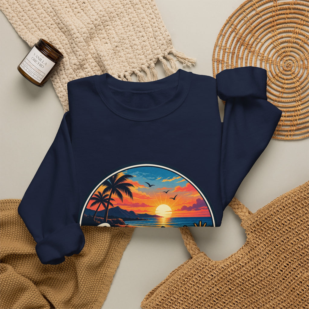 Glowstates Sunset Crewneck Sweatshirt — Tropical Palm Beach Vintage Graphic
