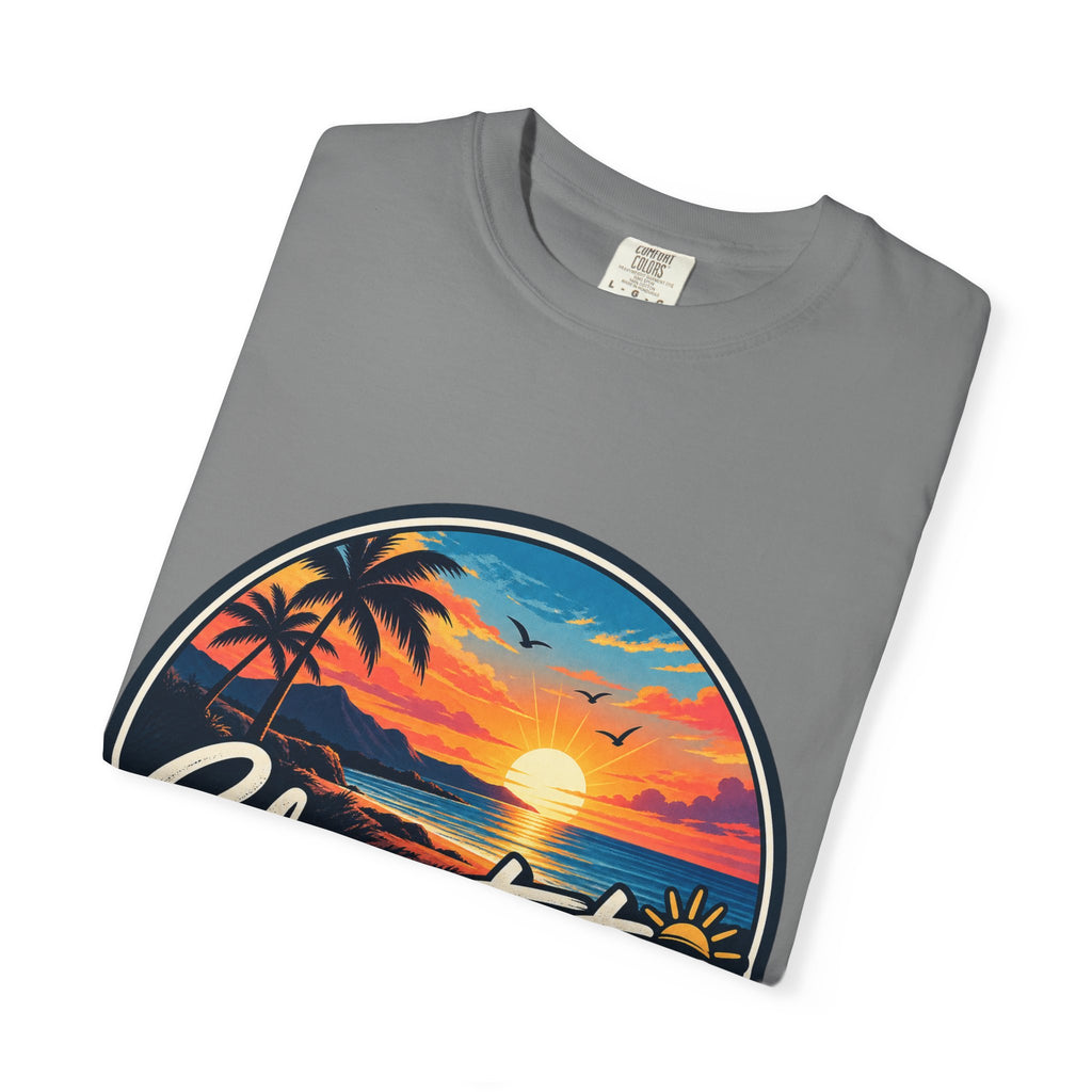 Glowstates Sunset Beach T-Shirt — Retro Palm Tree Surf Tee