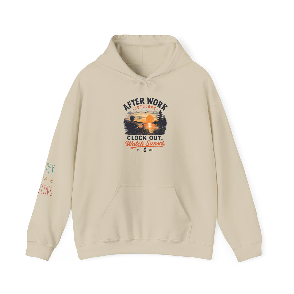 Clock Out Hoodie — Fishing Sunset Outdoor Graphic Hooded Sweatshirt