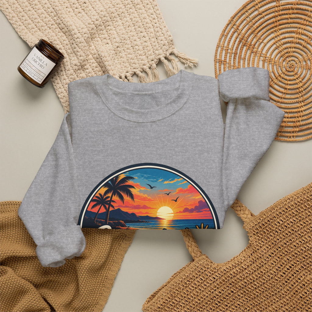 Glowstates Sunset Crewneck Sweatshirt — Tropical Palm Beach Vintage Graphic